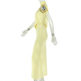 Solid Chic Women Elegant Slash Shoulder Asymmetric Evening Dress
