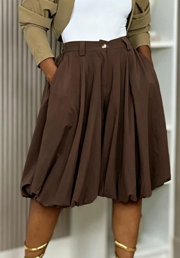 Summer A-Line High-Waist Pleated Loose Wide-Leg Midi Casual Pants