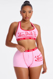 Fashion Sexy Sleeveless Summer Crop Letter Vest Shorts Set