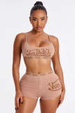 Fashion Sexy Sleeveless Summer Crop Letter Vest Shorts Set