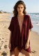 Plaid Jacquard Beach Cover-Up Dress Sexy V-Neck Loose Cardigan Dress