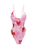 Summer Women Heart Print Strappy Sexy Jumpsuit