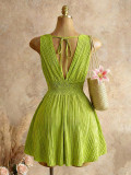 Summer Deep V Neck Sexy Holidays Dress
