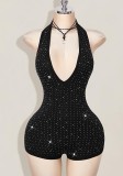 Holidays Beach Sexy Halter Neck Deep V Low Back Beaded Dress