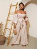 Fashion Casual Off-Shoulder Puff Sleeve Jumpsuit