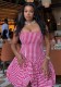 Women Striped Slim Waist Slim Fit A-Line Strap Sweet Dress