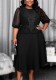 Plus Size Women Summer Black Chiffon Dress Slim Fit Lace Maxi Chic Evening Dress