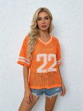 Women Letter Hollow-Knit V-Neck Short Sleeve Loose Sun-Protective Cardigan