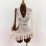 Spring Lace Hollow Bodycon Mini Dress