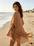 Plaid Jacquard Beach Cover-Up Dress Sexy V-Neck Loose Cardigan Dress