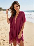 Holidays Solid Beach Cover-Up Tassel Loose Shawl Dress
