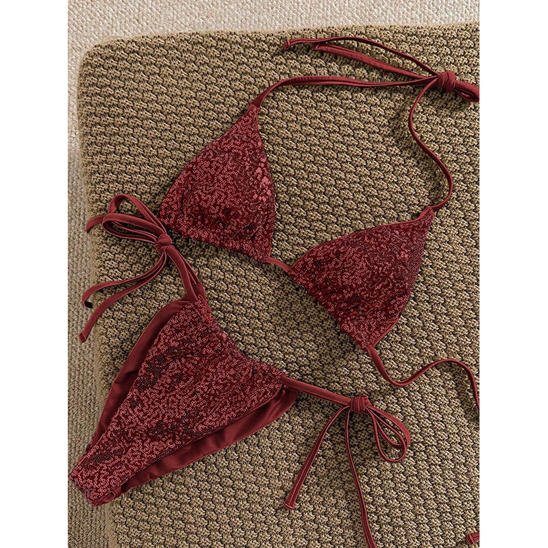 Printed Halter Tie Two-Piece Bikini Swimsuit for Beachwear