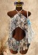 Fashion Leopard Print Halter Neck Lace-Up Vest Open Waist Sexy Ruffle Dress
