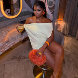 Solid Color Chic Slim Fit Women Bodycon Off Shoulder Strapless Mini Dress