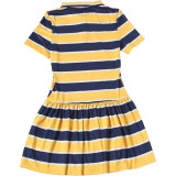 Summer Women Fashion Turndown Collar Striped Sports Trend Short Sleeve Dress