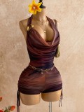 Women Color-Block Lace-Up Jumpsuit