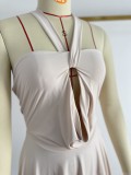 Women Spring/Summer African Halter Neck Holidays Sexy Maxi Dress