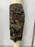 Women Casual Summer Button-Zipper Camouflage Shorts