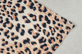Women Leopard Print Patchwork Halter Neck Sleeveless Bodycon Dress