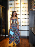Women Summer African Formal Party Color Block Camisole Top and Skirt Two-Piece Set