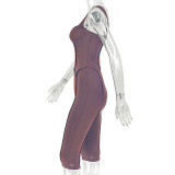 Women Casual Halter Neck Bandeau Sleeveless Backless Top and Pant Two-Piece Set