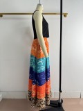 Women African Summer Print Holidays Patchwork Skirt
