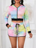 Women Casual Long Sleeve Top and Shorts Two-Piece Set