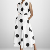 Plus Size Women Printed V-Neck Sleeveless Dress