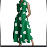 Plus Size Women Printed V-Neck Sleeveless Dress