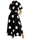 Plus Size Women Printed V-Neck Short-Sleeve Dress