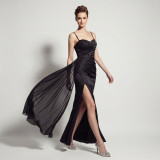 Women Sequined Camisole with Slit Formal Party Evening Dress