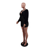 Women Sexy Sequin Patchwork V-Neck Bat Sleeves Bodycon Dress