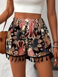 Women Spring/Summer Printed Casual Lace Shorts