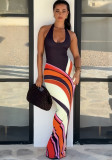 Women Summer African Oil Painting Holidays Beach Elegant Maxi Dress