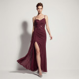 Women Sequined Camisole with Slit Formal Party Evening Dress