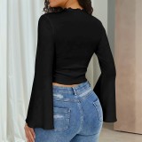 Women Bell Bottom Sleeve Top