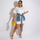 Women Summer Denim Casual Patchwork Dress