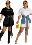 Women Summer Denim Casual Patchwork Dress