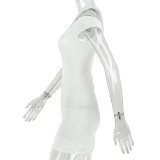 Women Asymmetrical Slash Shoulder Mini Dress
