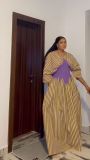Women Spring/Summer African V-Neck Striped Holidays Dress