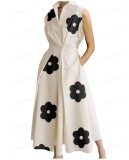 Plus Size Women Printed V-Neck Sleeveless Dress