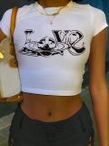 Women Printed Crop Top T-Shirt