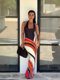 Women Summer African Oil Painting Holidays Beach Elegant Maxi Dress