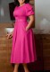 Women Elegant Round Neck Puff Sleeve Maxi Dress