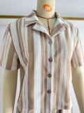 Women Spring/Summer African Short-Sleeve Striped Top and Shorts Two-Piece Set