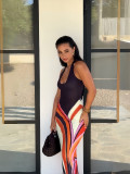 Women Summer African Oil Painting Holidays Beach Elegant Maxi Dress