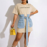 Women Summer Denim Casual Patchwork Dress