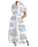 Plus Size Women Printed V-Neck Short-Sleeve Dress