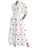 Plus Size Women Printed V-Neck Short-Sleeve Dress