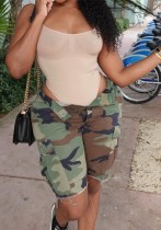 Women Casual Summer Button-Zipper Camouflage Shorts Women Casual Summer Button-Zipper Camouflage Shorts